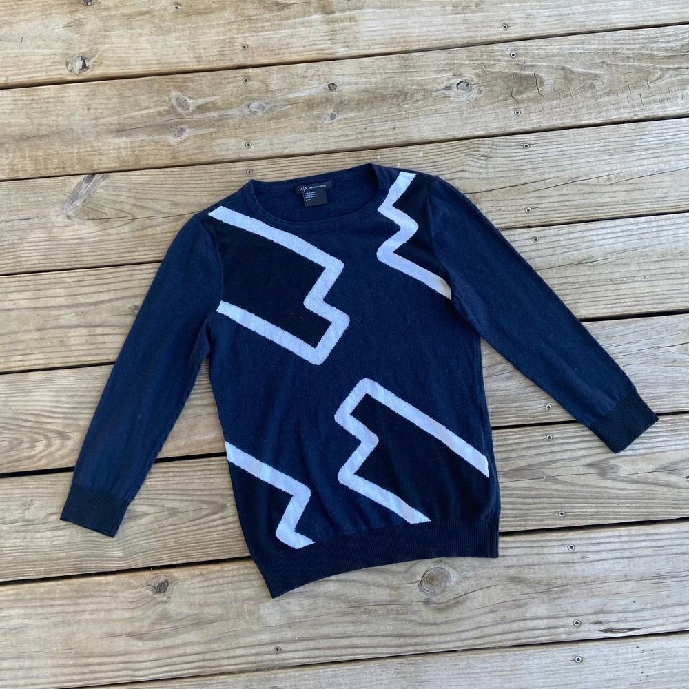 Armani Exchange Navy Geometric Sweater Small